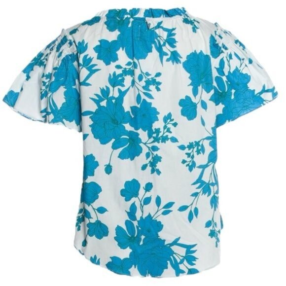 NEW MISA Suparna Top in Turquoise Summer Floral Print Feminine Cottagecore XXS - Picture 4 of 8